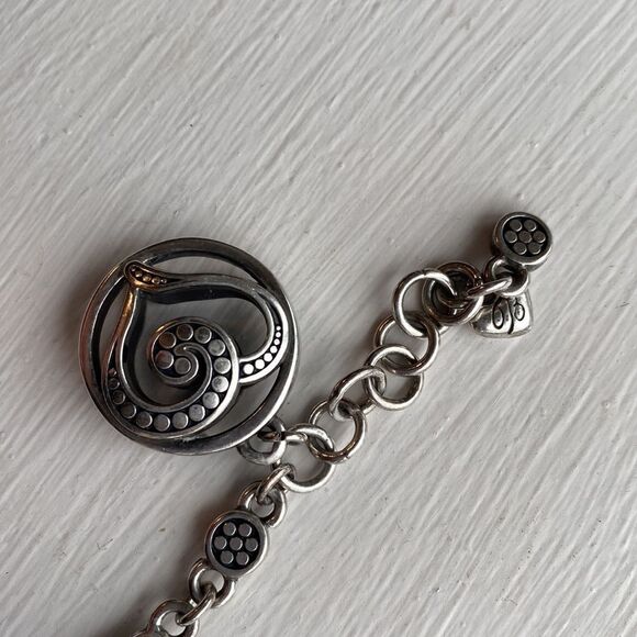 BRIGHTON rare vintage retired silver link chain open heart charm‎ bracelet - Picture 4 of 5